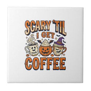 Halloween Coffee Scary Until Coffee Vintage Shirt_ Tile