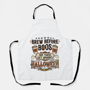 Halloween Coffee Shirt Brew Before Boos Vintage De Apron