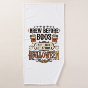Halloween Coffee Shirt Brew Before Boos Vintage De Bath Towel