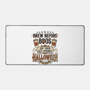 Halloween Coffee Shirt Brew Before Boos Vintage De Desk Mat