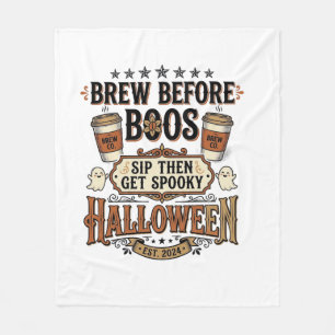 Halloween Coffee Shirt Brew Before Boos Vintage De Fleece Blanket