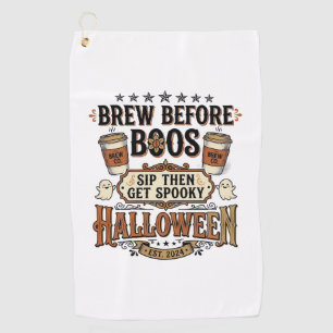 Halloween Coffee Shirt Brew Before Boos Vintage De Golf Towel