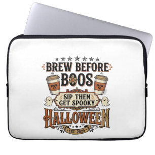 Halloween Coffee Shirt Brew Before Boos Vintage De Laptop Sleeve