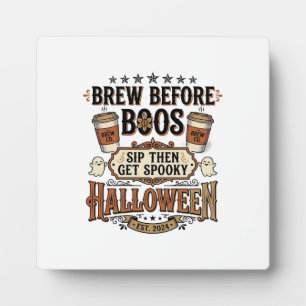 Halloween Coffee Shirt Brew Before Boos Vintage De Plaque