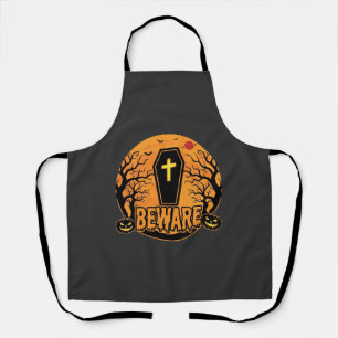 Halloween Coffin Beware Pumpkin Horror Design_1 Apron