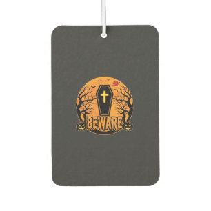 Halloween Coffin Beware Pumpkin Horror Design_1 Car Air Freshener
