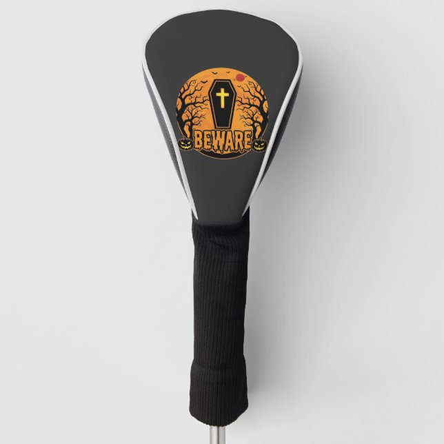 Halloween Coffin Beware Pumpkin Horror Design_1 Golf Head Cover (Front)
