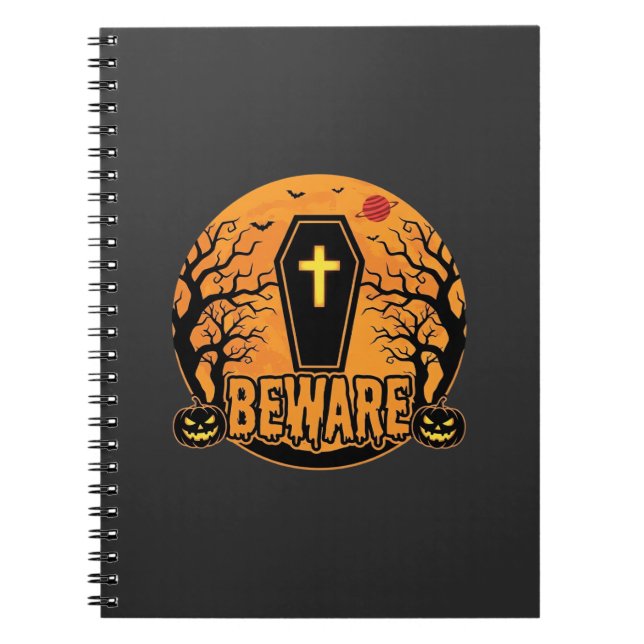 Halloween Coffin Beware Pumpkin Horror Design_1 Notebook (Front)