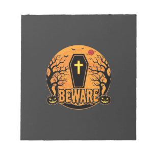 Halloween Coffin Beware Pumpkin Horror Design_1 Notepad