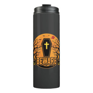 Halloween Coffin Beware Pumpkin Horror Design_1 Thermal Tumbler