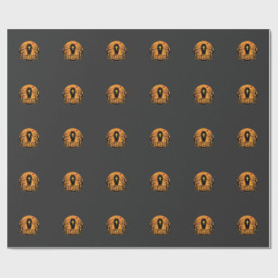Halloween Coffin Beware Pumpkin Horror Design_1 Wrapping Paper