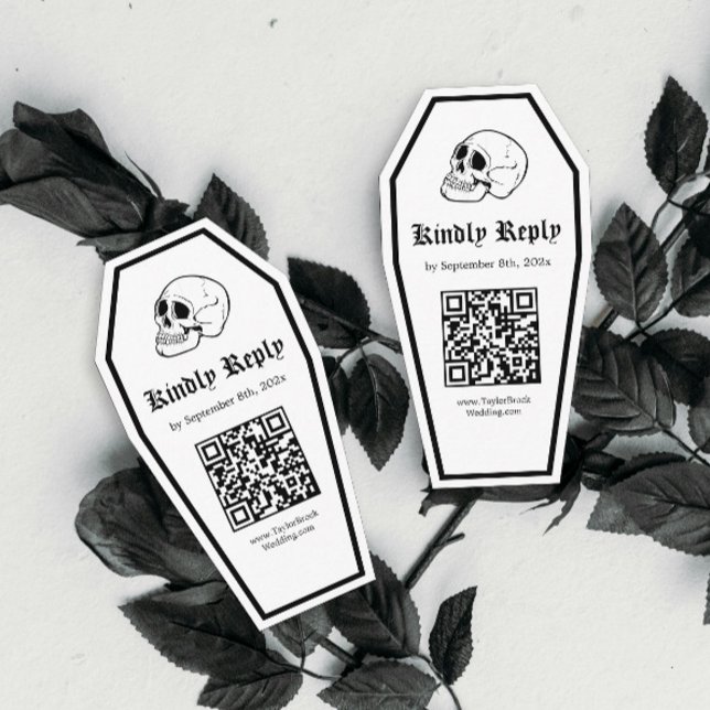 Halloween Coffin Wedding RSVP Qr Code DIY Enclosure Card (Creator Uploaded)