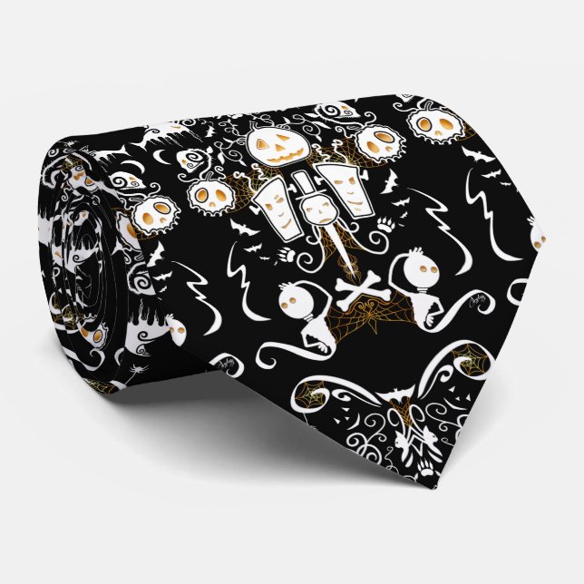 Halloween Collage Drawing Tie (Rolled)