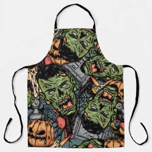 Halloween colorful elements seamless pattern with apron