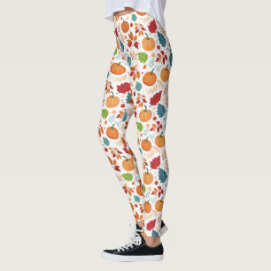 Halloween Colourful Pumpkins and leaves Leggings