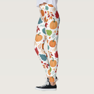Halloween Colourful Pumpkins and leaves Leggings