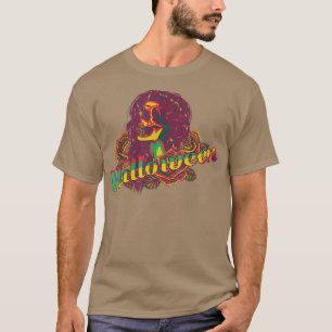 Halloween - Colourful Woman Skull and Roses Skelet T-Shirt