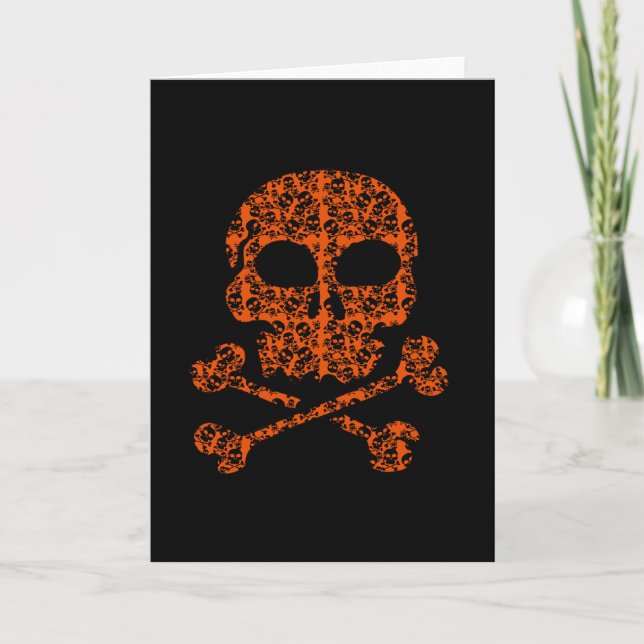Halloween Colours!  Orange and Black Skulls Card (Front)