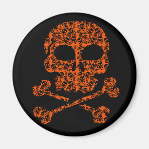Halloween Colours!  Orange and Black Skulls Magnet