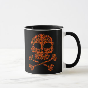 Halloween Colours! Orange and Black Skulls Mug