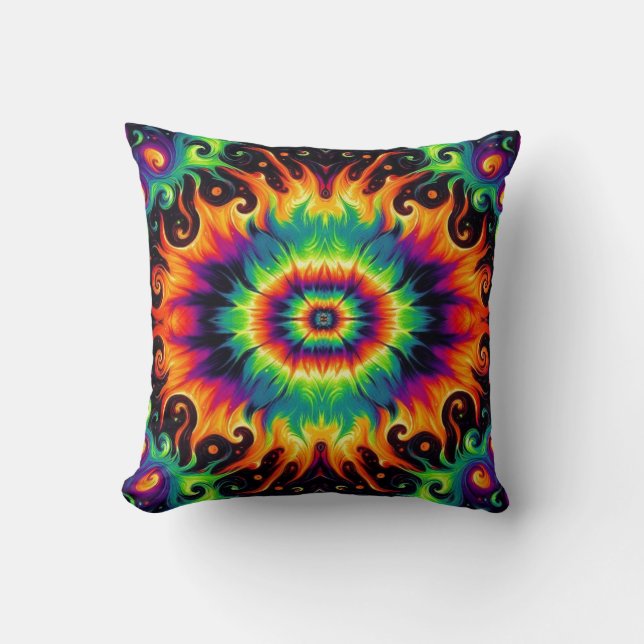 Halloween Colours Ovel Tie-Dye Cushion (Front)