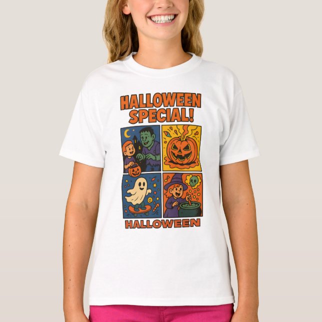 Halloween Comic Vintage Unisex Male Female T-Shirt (Front)