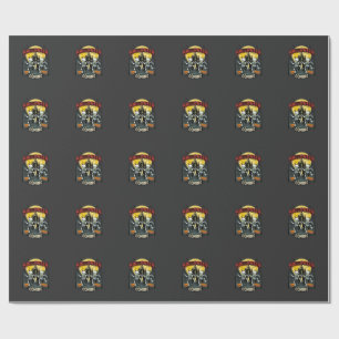 Halloween Coming Dancing Skeletons Castle Pumpkins Wrapping Paper