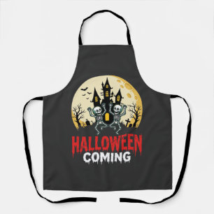 Halloween Coming Dancing Skeletons Haunted Castle  Apron