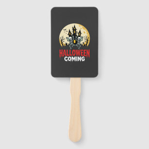 Halloween Coming Dancing Skeletons Haunted Castle Hand Fan