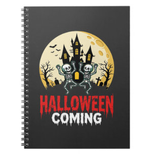 Halloween Coming Dancing Skeletons Haunted Castle Notebook