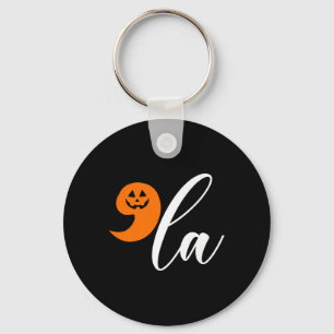 Halloween Comma La Funny Pumpkin Kamala Harris Pre Key Ring