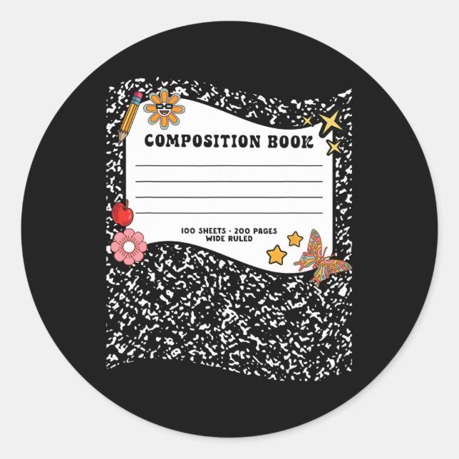 Halloween Composition Book Notebook Funny Teacher  Classic Round Sticker (Front)