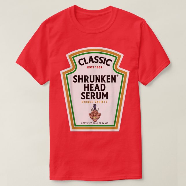 Halloween Condiment Bottle  Shrunken Head Serum Po T-Shirt (Design Front)
