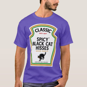 Halloween Condiment Bottle - Spicy Black Cat Hisse T-Shirt