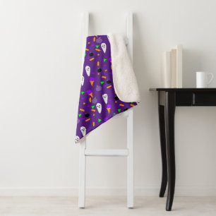 Halloween Confetti Sprinkles Ghost Ice Cream Mix Sherpa Blanket