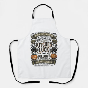 Halloween Cook Shirt Vintage Black Cat Pumpkin Kit Apron
