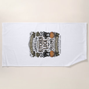 Halloween Cook Shirt Vintage Black Cat Pumpkin Kit Beach Towel