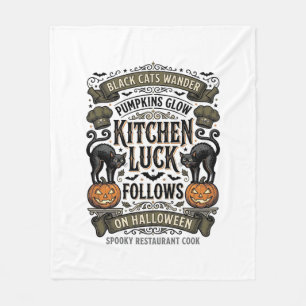 Halloween Cook Shirt Vintage Black Cat Pumpkin Kit Fleece Blanket