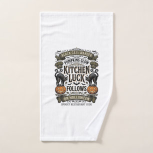Halloween Cook Shirt Vintage Black Cat Pumpkin Kit Hand Towel