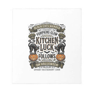 Halloween Cook Shirt Vintage Black Cat Pumpkin Kit Notepad