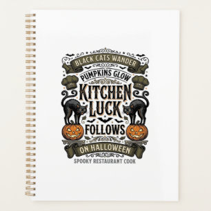 Halloween Cook Shirt Vintage Black Cat Pumpkin Kit Planner