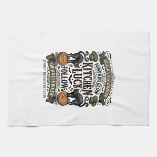 Halloween Cook Shirt Vintage Black Cat Pumpkin Kit Tea Towel