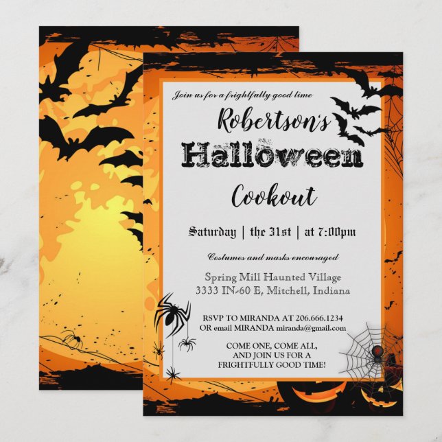 Halloween Cookout Party Invitation Spooky (Front/Back)