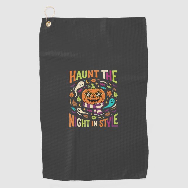 Halloween Cool Jack Lantern Golf Towel (Front)