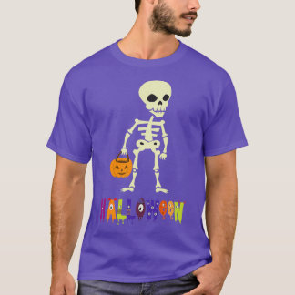 Halloween Cool Skeleton Pumpkin Head Scary Spooky T-Shirt