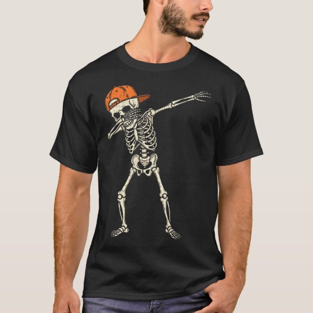 Halloween Cool Teen Boys Skeleton Dab Mens  T-Shirt (Front)