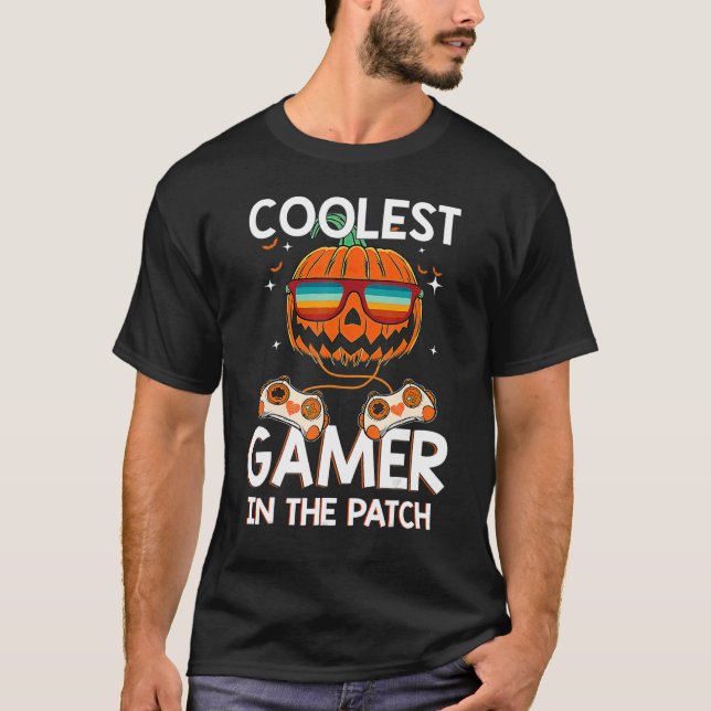 Halloween Coolest Gamer In The Patch Boys Girls Pu T-Shirt (Front)