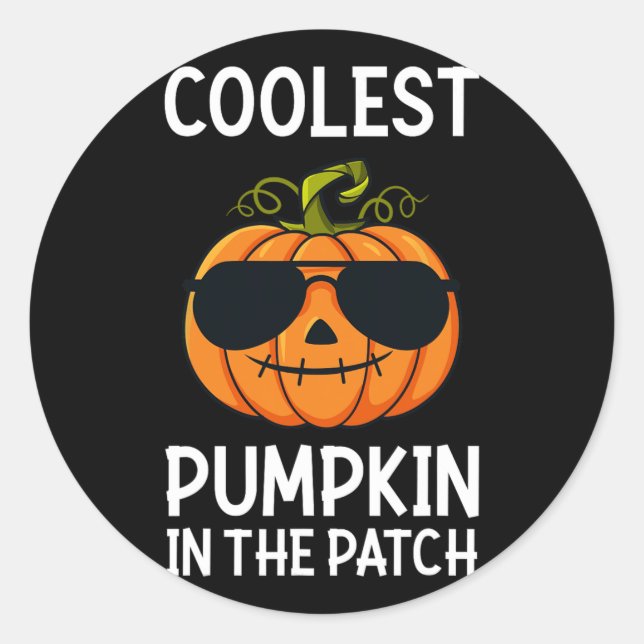 Halloween Coolest Pumpkin In The Patch Boys Girls  Classic Round Sticker (Front)