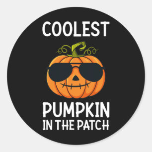Halloween Coolest Pumpkin In The Patch Boys Girls  Classic Round Sticker