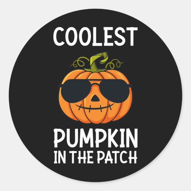 Halloween Coolest Pumpkin In The Patch Boys Girls  Classic Round Sticker (Front)